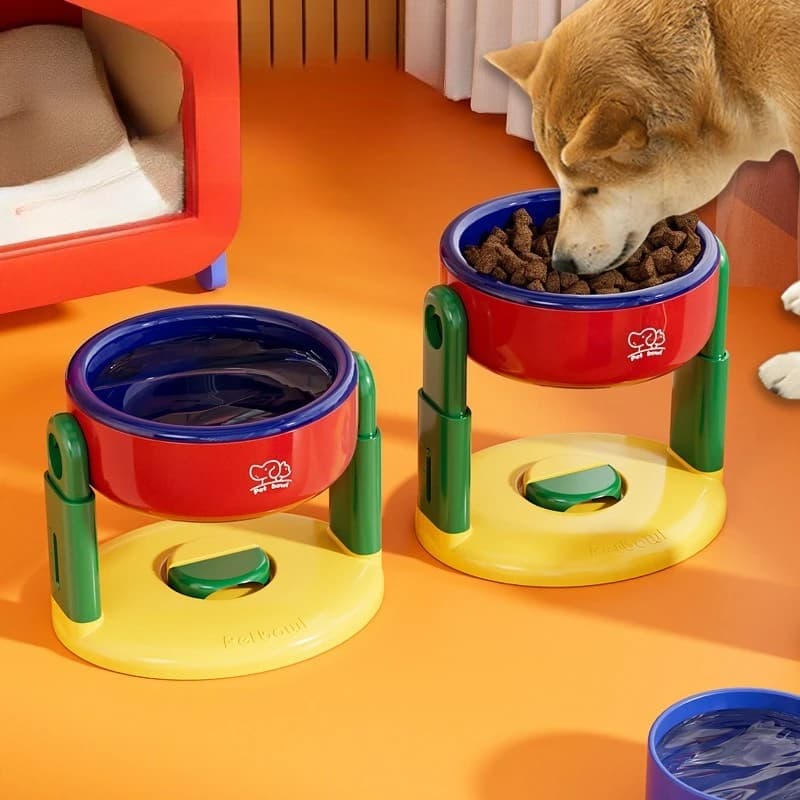 Ciotola per cani regolabile Ciotola per gatti con ventosa Ciotola per animali anti bussare Protezione universale Ciotola per cibo per cani con colonna vertebrale cervicale Ciotola per acqua