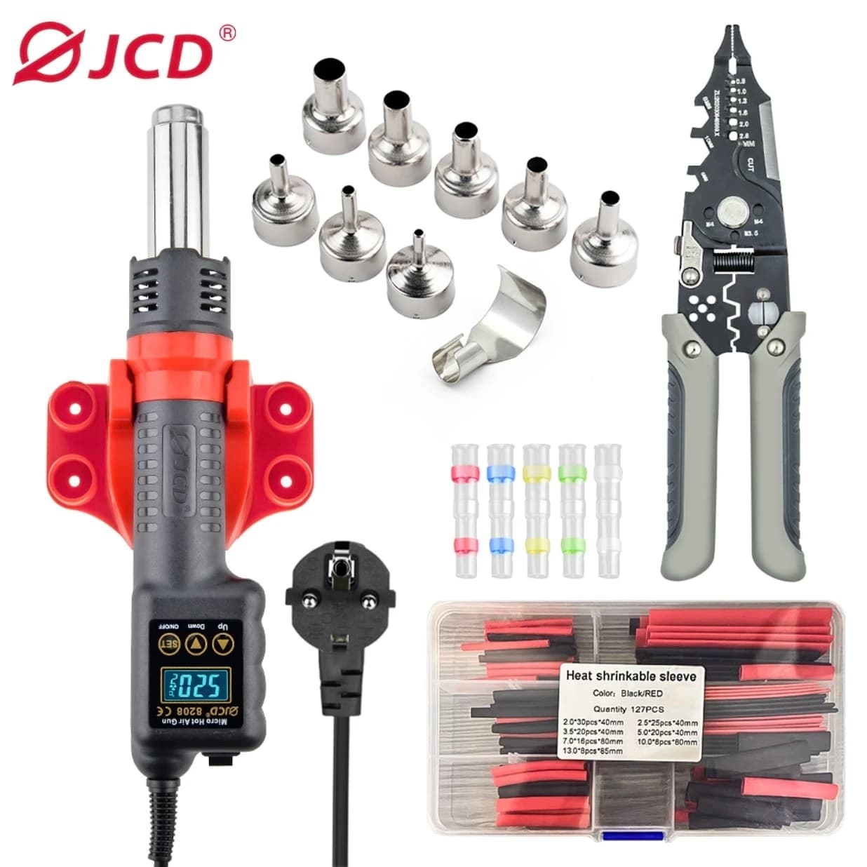 JCD 8208 Micro Pistola ad Aria Calda 750W Essiccatore per Saldatura Display Digitale LCD Pistola di Calore All-in-one BGA IC Strumento di Saldatura