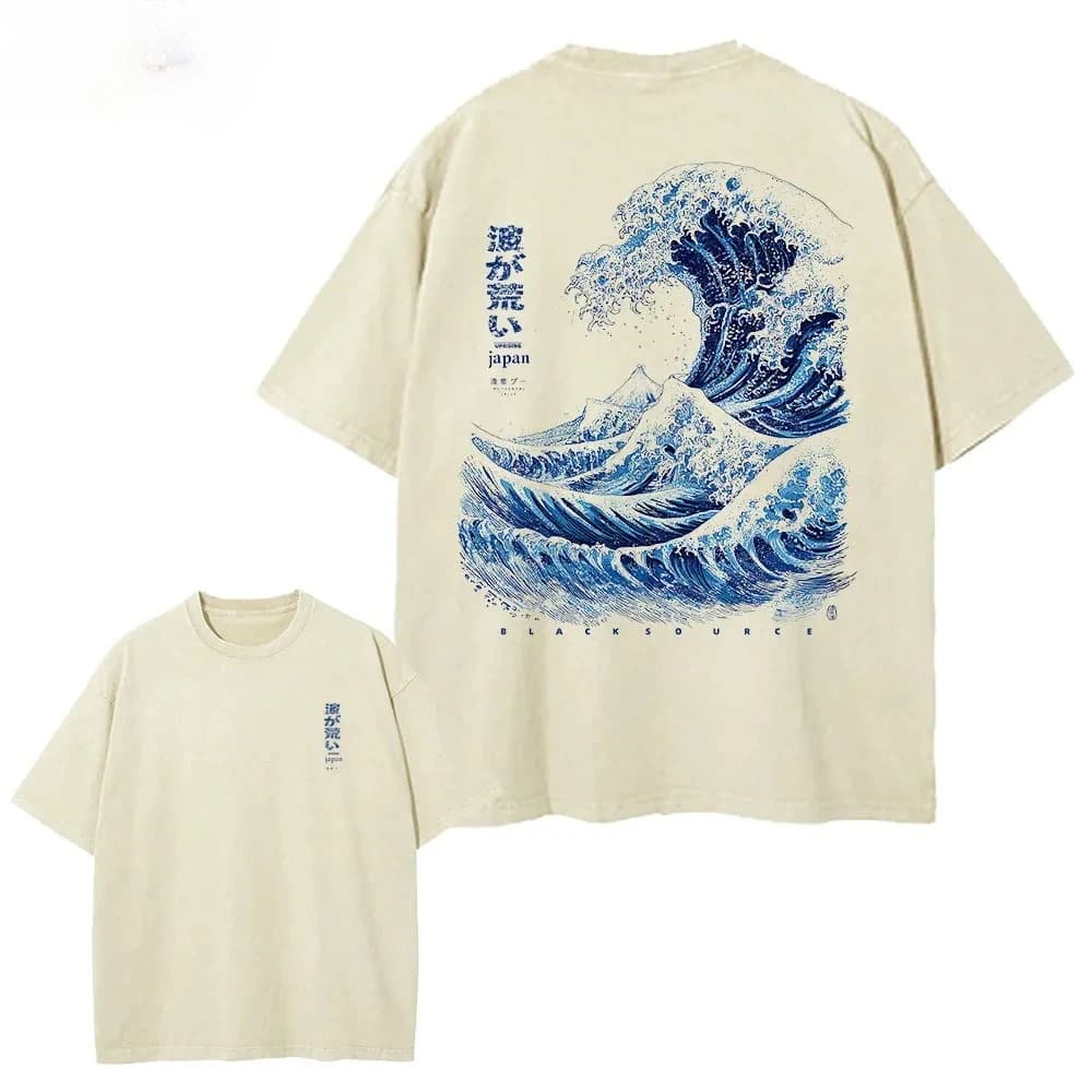 Japanese Waves Hokusai Poster Tokyo Gallery Animal Canvas Painting Print for Living Room Home Decor Washed T Shirt Summer