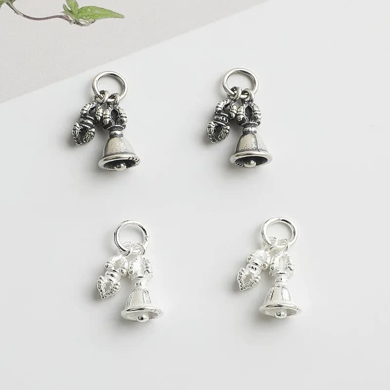 1pc 925 Sterling Silver Tibetan Style Buddhism Vajra Pestle Bells Charms Crystal Bracelets Bangles Silver Pendants DIY Jewelry