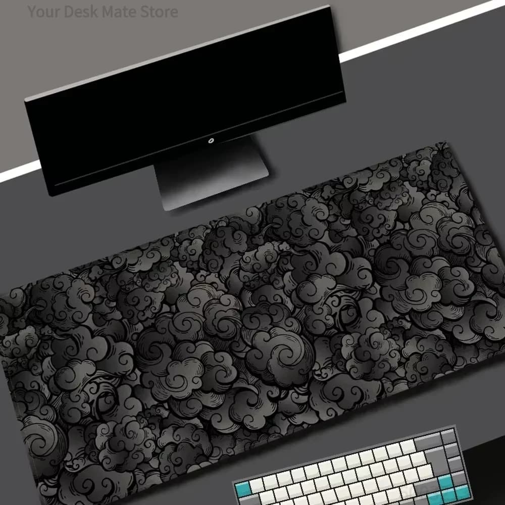 Dark Gray Japanese Cloud Texture Large Gaming Mouse Pad Waterproof Non-slip Desk Mat