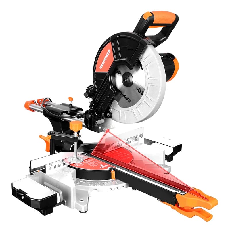 HASPOWER 10 inch 255mm Sliding wood cutting machine Single beveled with cutting machine for electric LED light tools