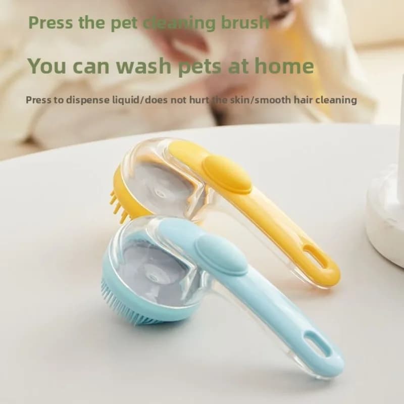 Nuova Spazzola per Toelettatura Animali 2026, Strumento 2-in-1 per il Lavaggio del Cane con Dispenser di Shampoo Integrato e Setole in Silicone Morbido per Massaggio