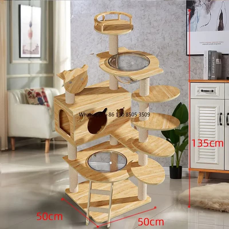 Manufacturer Wholesale Pet Product Wood Large Stair Design Condo Cat Tree Tower