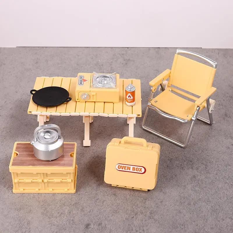 1:12 Miniature Dolls Home Camping Picnic Set Foldable Gas Stoves Model Decor Toy Doll Home Accessories