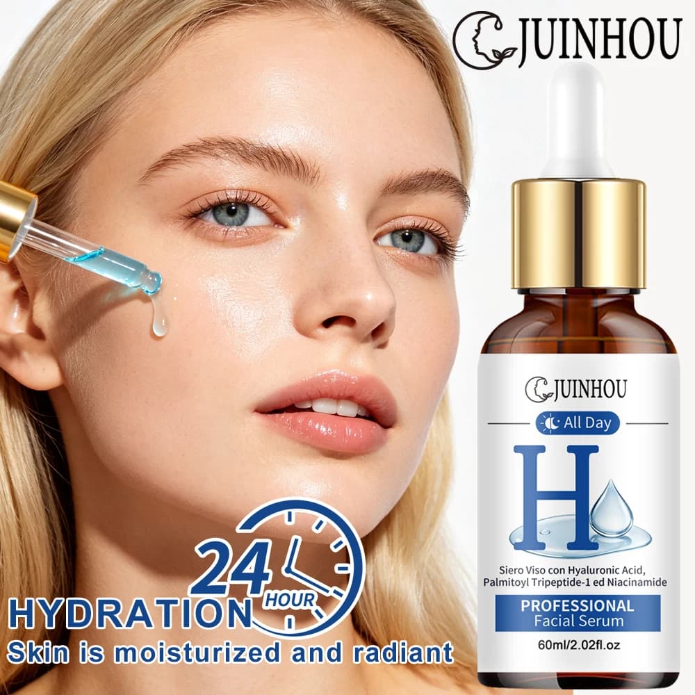 JUINHOU Facial Serum Hyaluronic Acid GHK‑Cu Blue Copper Peptide Lightweight Moisturizing Boost Skin Glow Improve Skin Smoothness