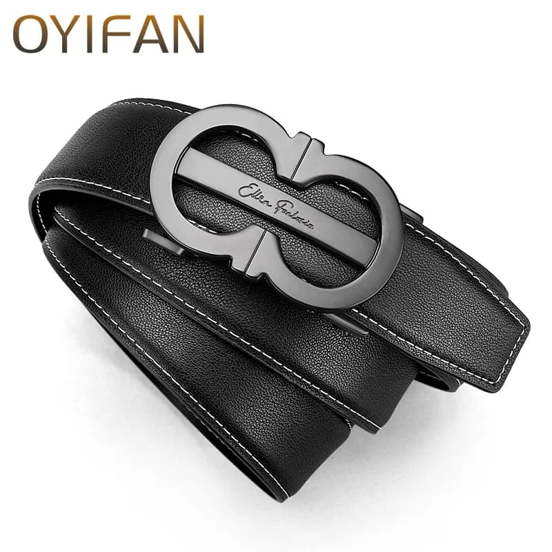 OYIFAN Cintura da uomo alla moda Cintura automatica Pelle bovina Vera pelle Fibbia automatica, Cinture firmate, Cinture casual da uomo d'affari