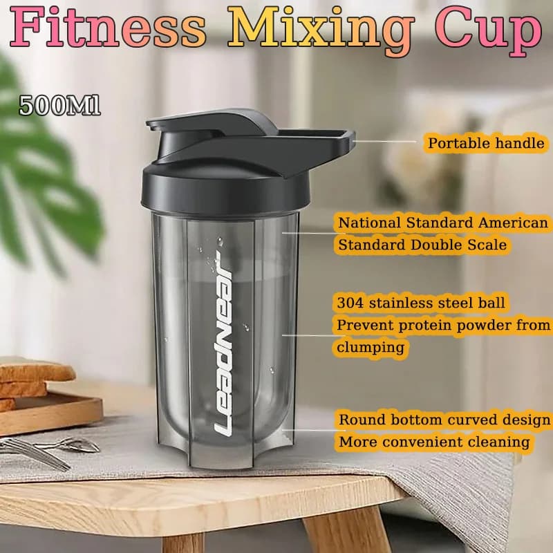 2026 New Shaker Cup Sport Fitness Powder Protein Mixing Cup Portable Plastic Cup Loss proof with handle for transportation Cups