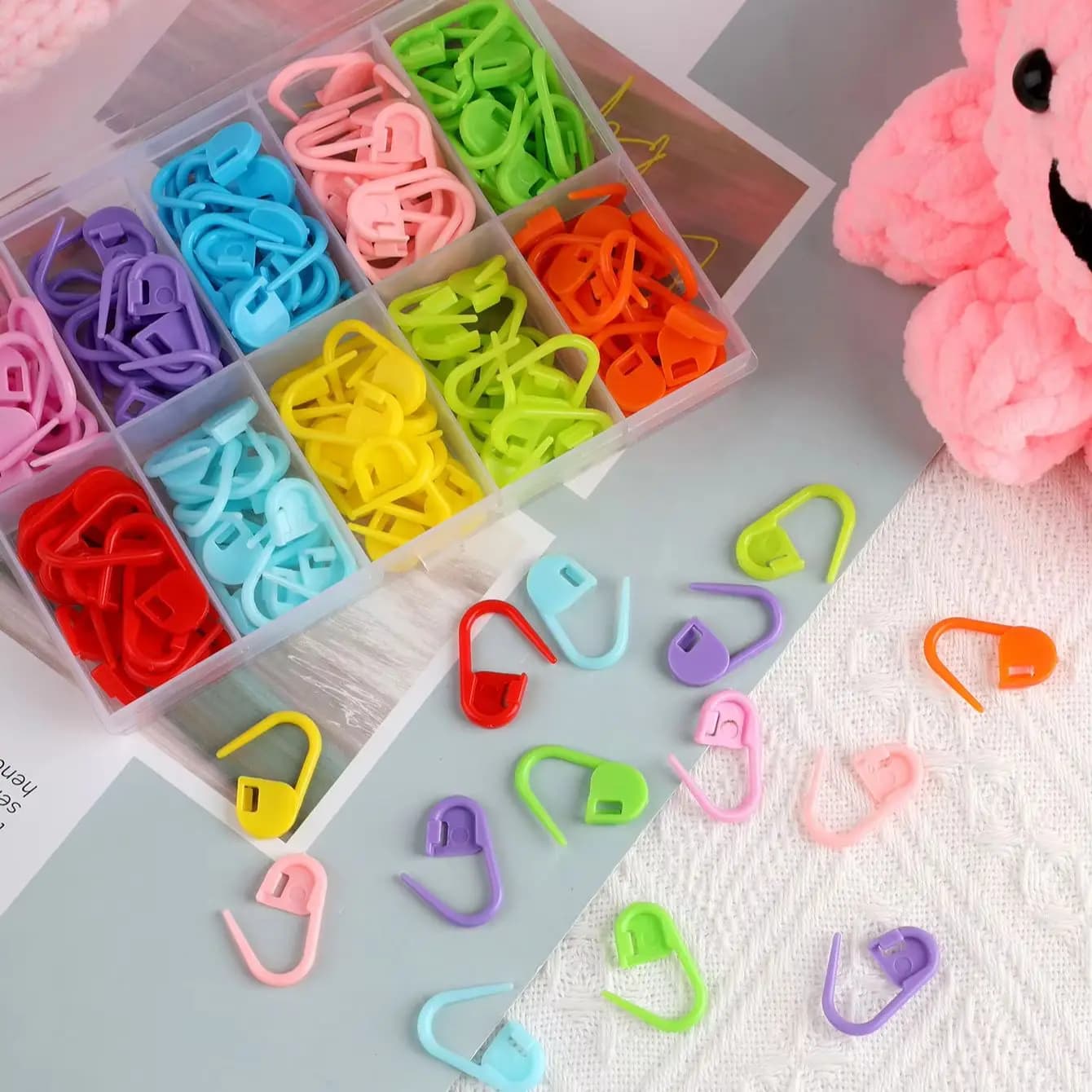 120/150pcs Mixed Color Plastic Knitting Crochet Markers Counter Locking Stitch Needle Clip DIY Sewing Accessories Tool Set