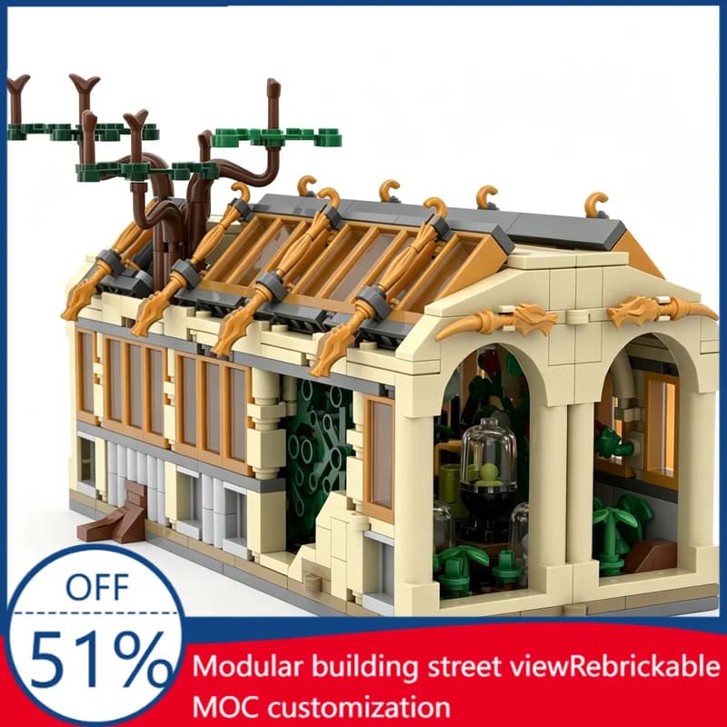 Set di Costruzioni Architettoniche Medievali da 753 Pezzi: Serra per Erboristica e Aula, Scena Urbana - Giocattolo Educativo per Bambini