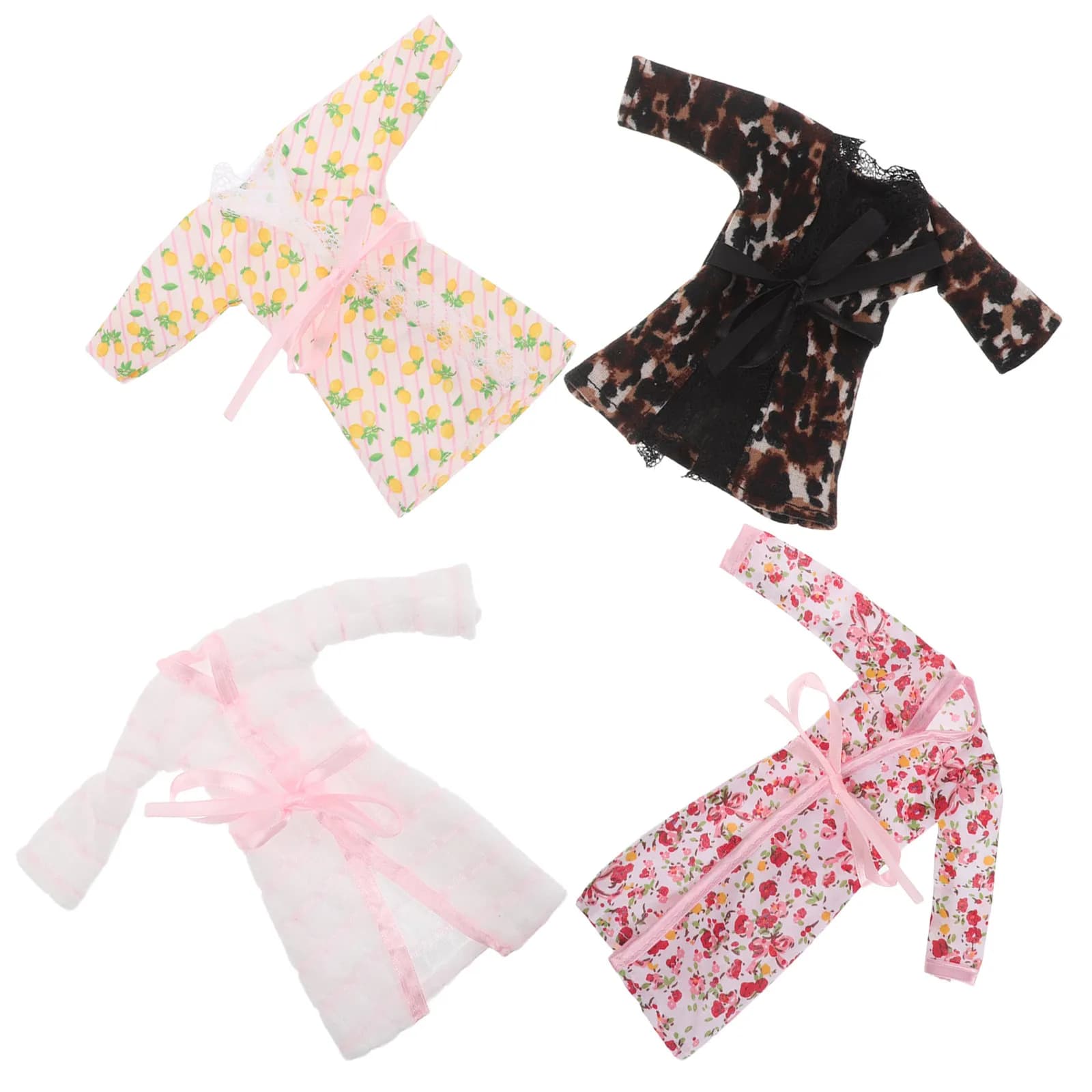 4Sets Dollhouse Bathrobe Outfit Set Miniature Dressing Gown Headscarf Towel Soft Comfortable Cuteness Enhancing Roleplay