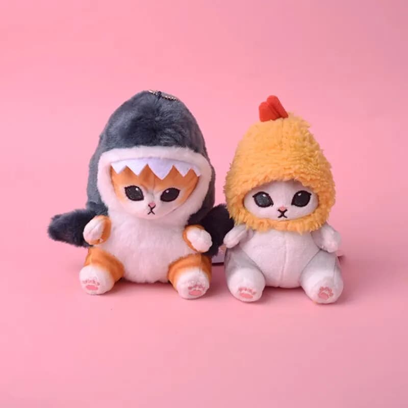 ZK20 12 cm Cartoon simpatico squalo gamberetti fritti gatto peluche bambola ciondolo pacchetto