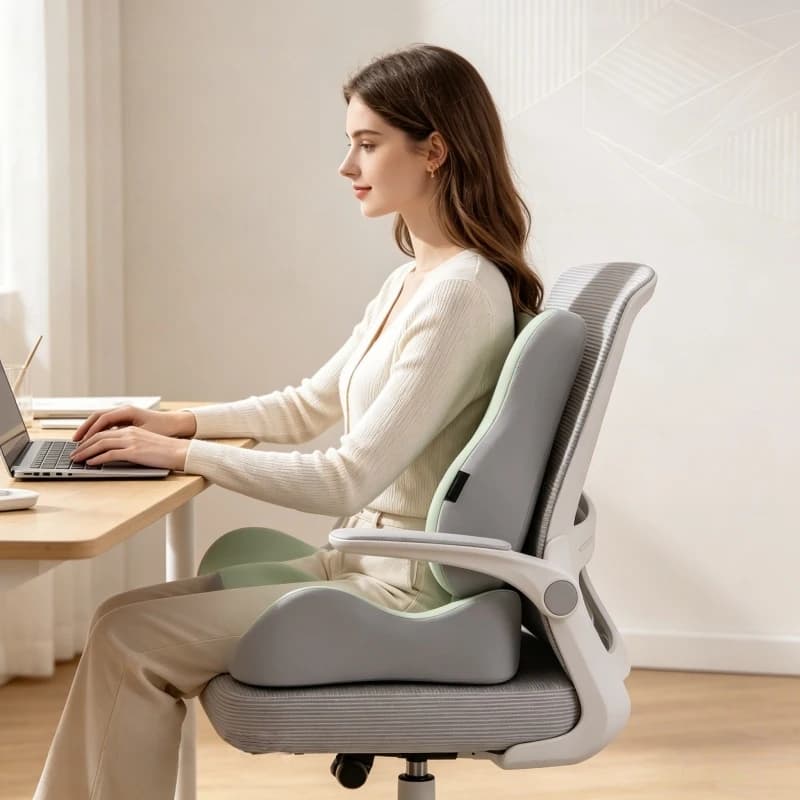 Cuscino Ortopedico in Memory Foam per Casa e Ufficio, Supporto Lombare Ergonomico per Alleviare il Dolore alla Schiena e la Pressione sul Coccige durante Lunghi Periodi di Seduta