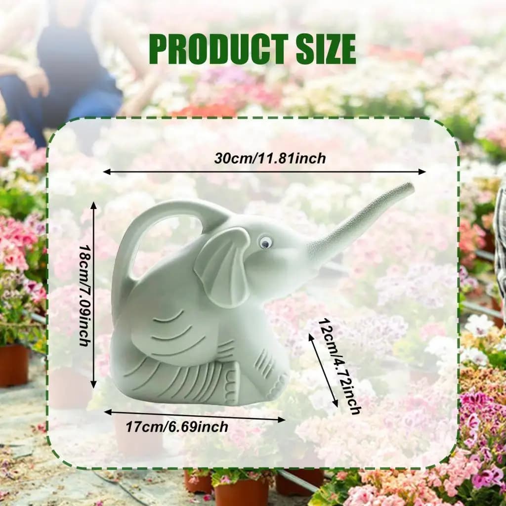 Annaffiatoio a Forma di Elefante in Plastica 2L, Design Moderno con Manico Antiscivolo per Piante da Interno ed Esterno