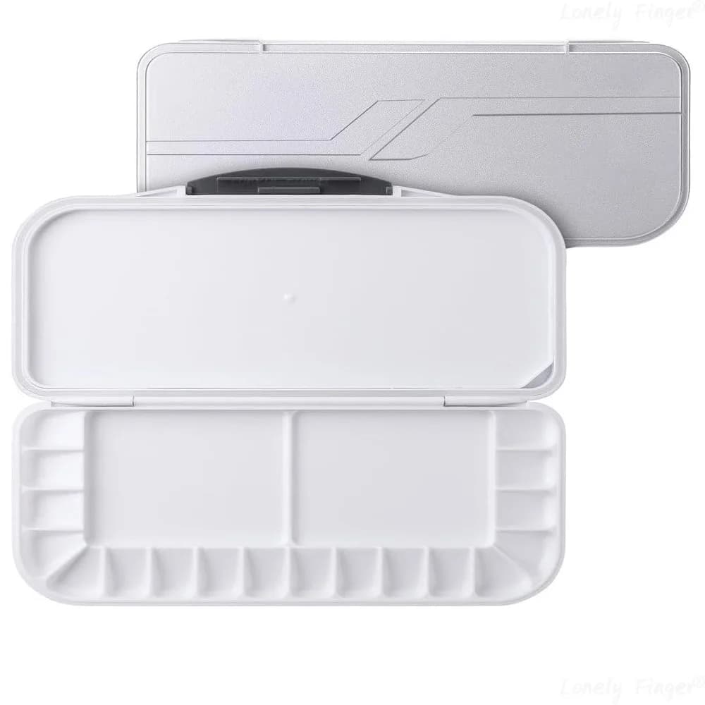 18 Wells Folding Watercolor Palette with Lid 2 Mixing Areas And 1 Large Mixing Tray for Gouache Acrylic Paint Palette