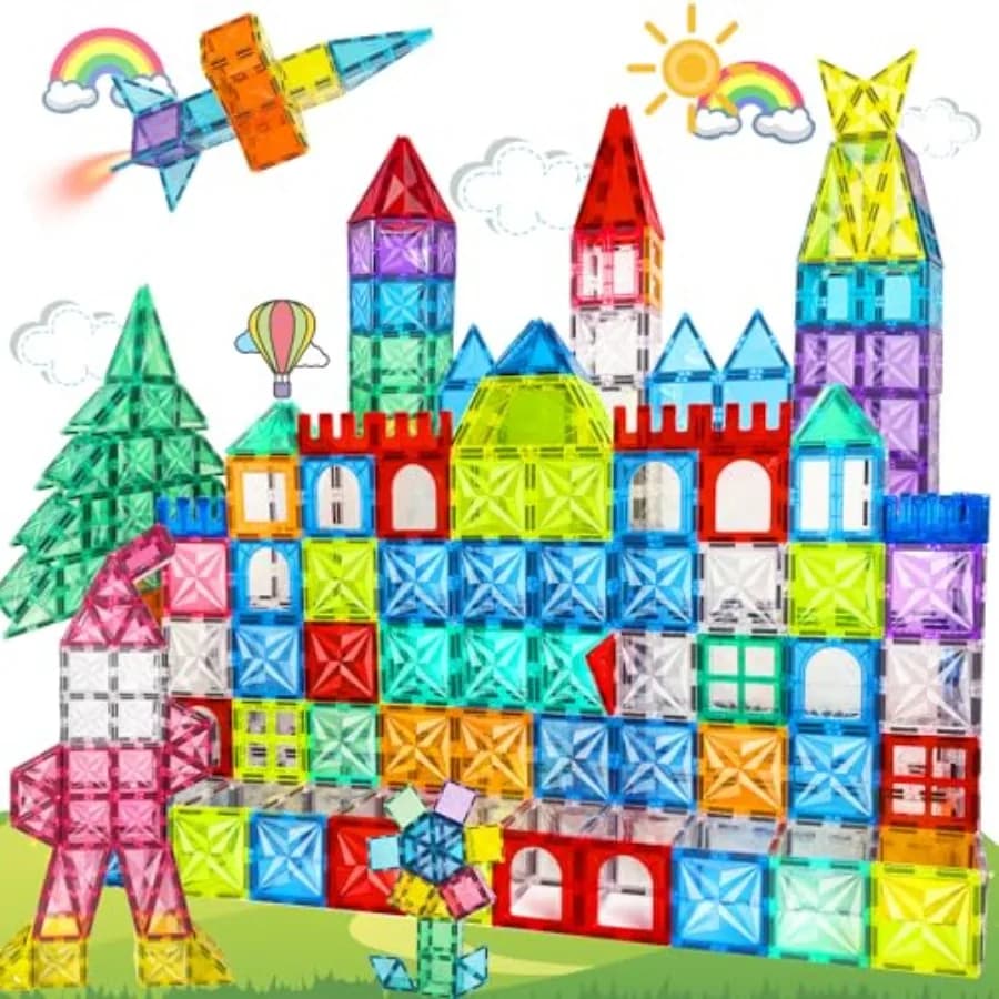 Mattoncini Magnetici 100 Pezzi, Set di Blocchi da Costruzione Magnetici 4D a Forma di Diamante, Giocattoli Educativi STEM per Bambini 3-8 Anni, Blocchi Magnetici Multicolore