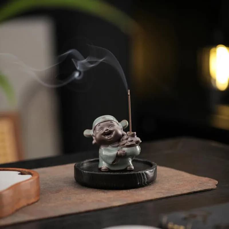 Portaincenso in stile cinese God of Wealth Stick Bruciatore per aromaterapia in legno di sandalo per interni Ornamenti per il desktop Decorazione della casa