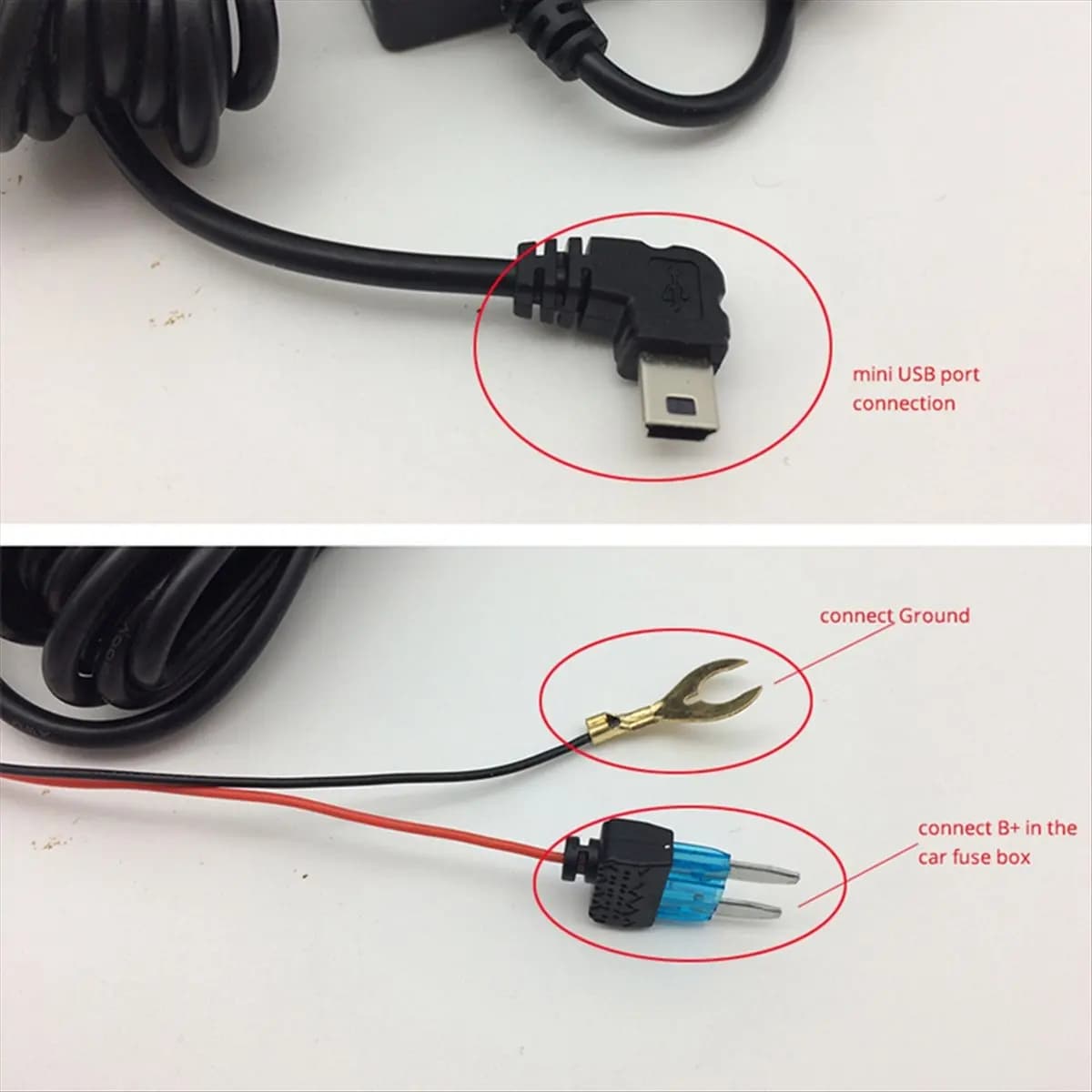 SCLS 12/24V to 5V Car Dash Cam Wire 3.2m Mirror DVR Hardwire Cable Kit Video Recorder Mini Micro-USB Charger Line