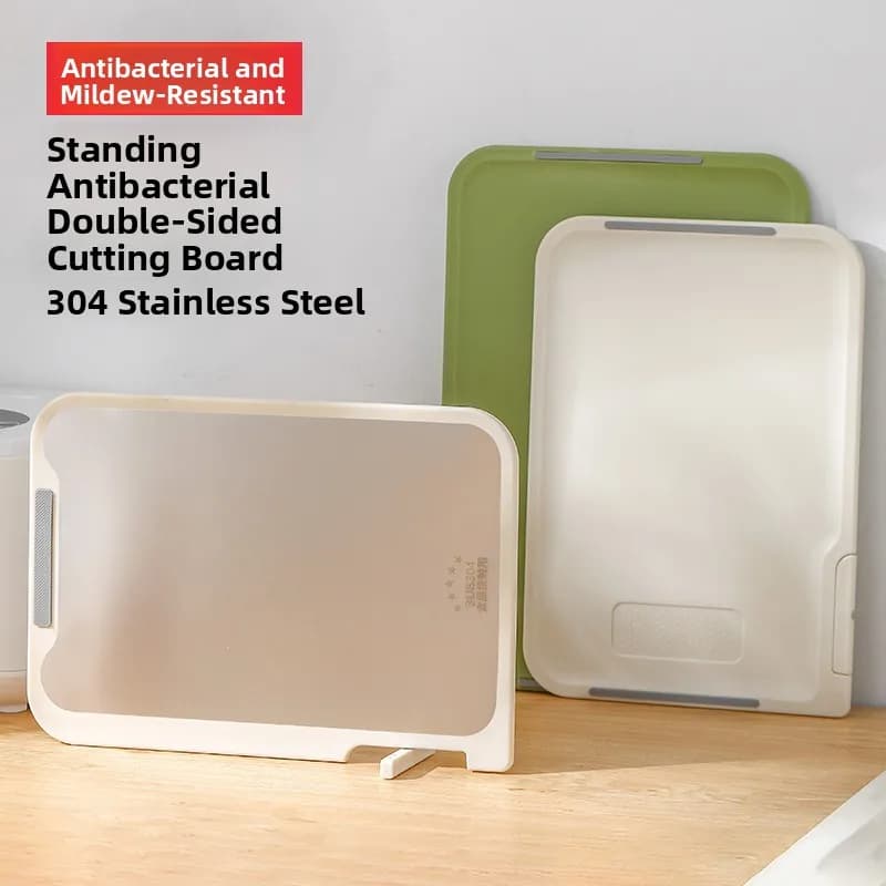 Food Grade Stainless Steel Cutting Board Double Sided Kitchen Use Baby Food Preparation Anti-Bacterial Mold Resistant Rectang...