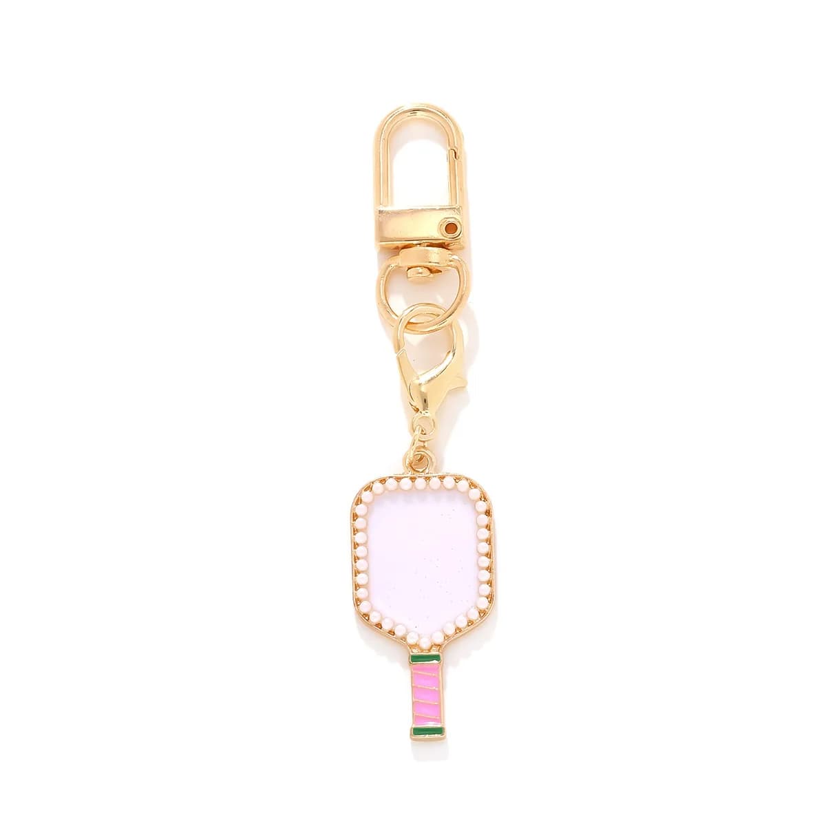 Keyring with INS tennis rack, creative, glazed, with pearls