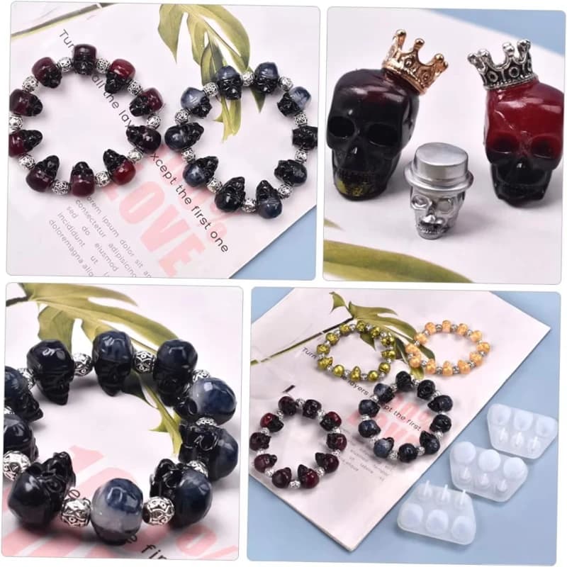 Stampo in resina per ciondolo a forma di teschio, 3 pezzi, strumenti per la creazione di gioielli fai da te, braccialetti e portachiavi, decorazioni di Halloween, stampi fatti a mano