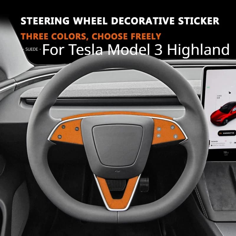 Alcantara For Tesla Model 3 Highland 2023 2024 Volante Toppe e Stemmi Cover Trim Sticker Decoration Interior Accessories Auto