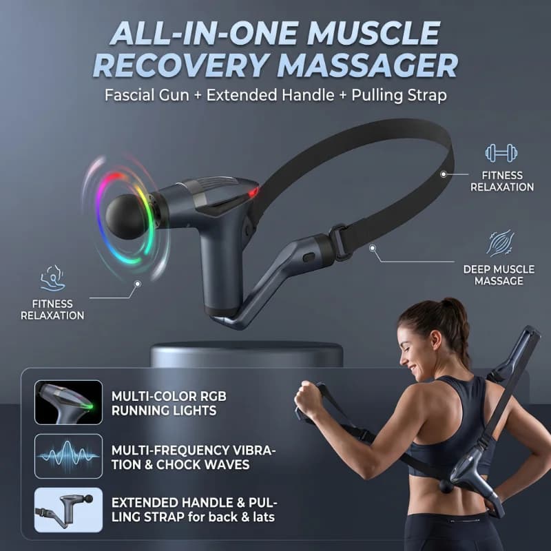 Hot Selling Multifunctional Muscle Relaxation Long-handle Massage Gun Remission Deep Tissue Percussion Body Electric Massage Gun
