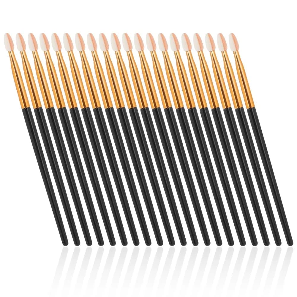 20Pcs Long Eyeshadow Applicators Sets, Reusable Sponge Brushes Tool for Women (Gold Black Pole), Latex Cotton