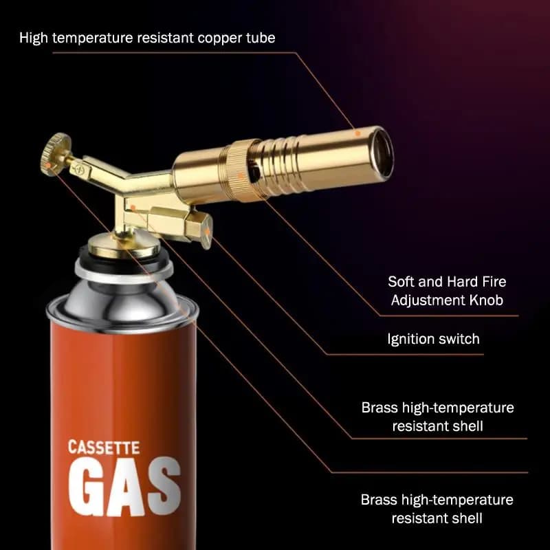 Torcia a Gas Butano Portatile per Esterni, Pistola a Fiamma per Campeggio, Barbecue, Cucina, Saldatura Metallica e Riscaldamento