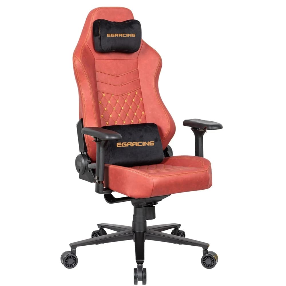 Sedia da gaming ergonomica rossa per PC, regolabile in altezza, girevole, con funzione di raffreddamento, in pelle, per adulti, 4D