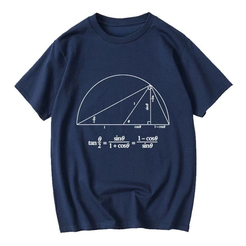 Maglietta estiva con formula trigonometrica della matematica, teorema di Euler, in cotone, unisex, a maniche corte, casual