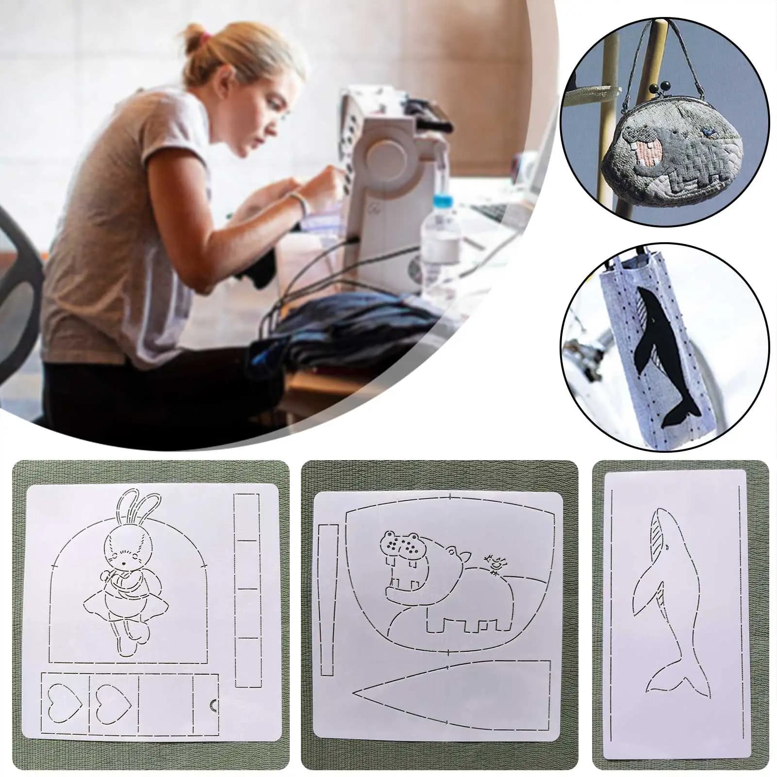 Modello per quilting in plastica Stencil Modello riutilizzabile per sacchetti per bottiglie con motivo animale Modello per artigianato fai-da-te Strumenti per cucire fai-da-te