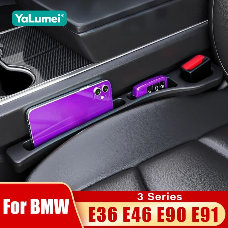 For BMW Series 3 E36 E46 M3 E90 E91 Berlina Touring 2PCS Universal Car Seat Loss-proof Strips Gap Side Sewing Storage Accessories
