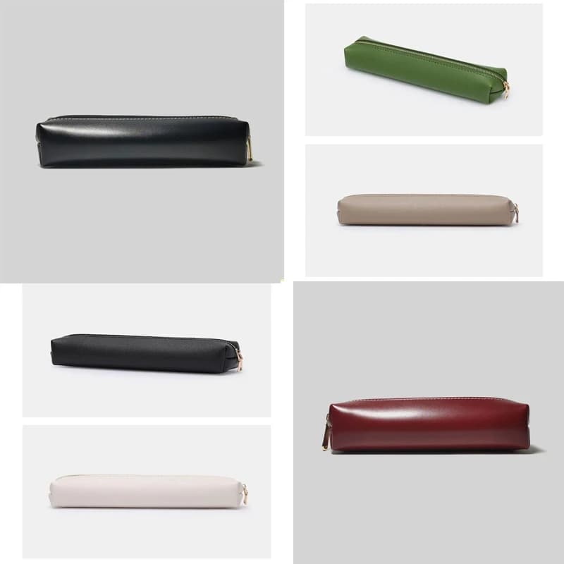 {MX} Astuccio per penne in pelle PU semplice retrò Astuccio per matite Scatola per cancelleria per studenti Organizzatore portatile per pennelli per trucco Materiale scolastico