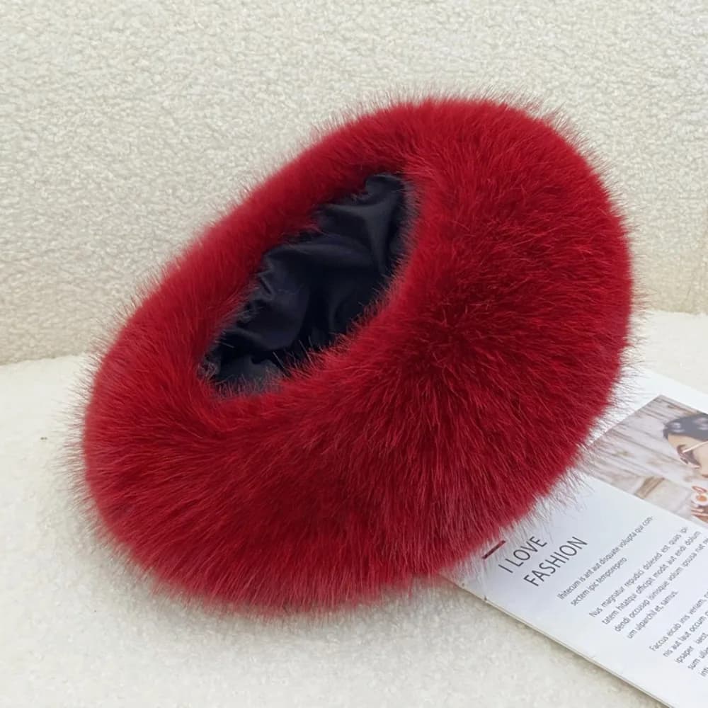 Cappello turbante spesso moda imitazione pelliccia di volpe cappello invernale tinta unita tenere al caldo cappelli da sci elastici invernali