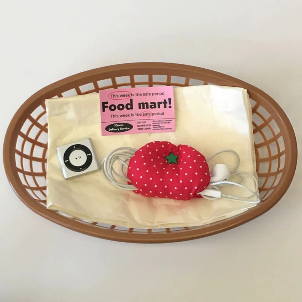 Organizzatore per Cavi a Forma di Pomodoro in Tessuto, Decorazione Multifunzionale per Cavi di Cuffie e Dati, Fibbia di Stoccaggio per Casa e Ufficio