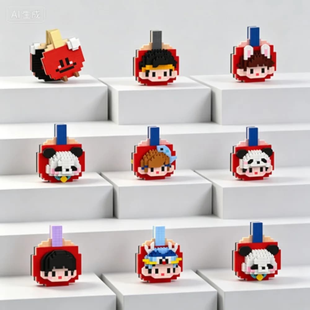 Table Tennis Racket Shaped Micro Particle Building Blocks DIY Assembly Character Figure Ornament Collectible Decor Gift