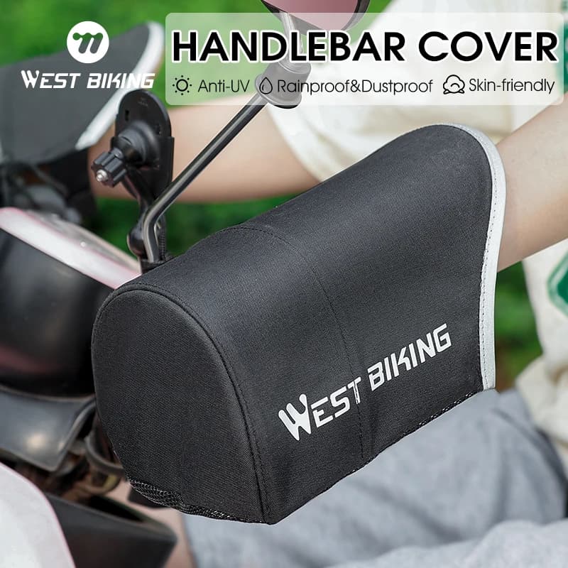 WEST BIKING Motorcycle Handlebar Covers Solar Protection Windproof MTB Bicycle Bar Gloves Reflective Sleeves Bike Cycling Gloves