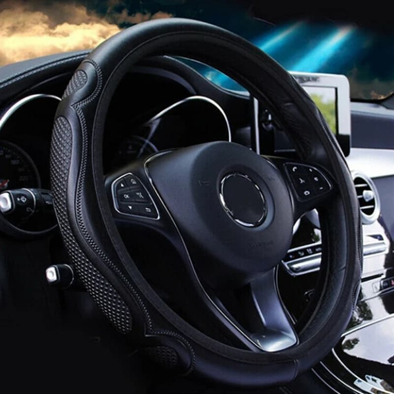 Nuovo! Coprivolante universale per auto in pelle traspirante antiscivolo 38 cm