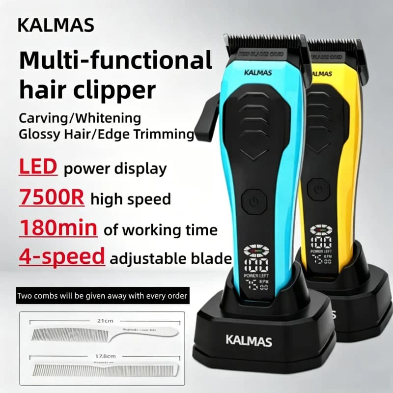 KALMAS Tagliacapelli Elettrico Professionale da Barbiere con Display LED, Ricarica USB, Potente Strumento di Styling