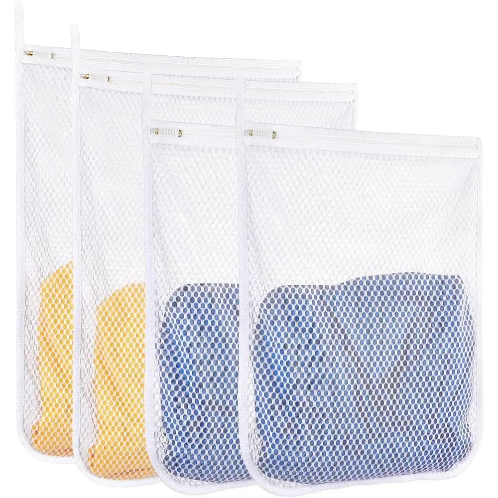 Mesh Laundry Bags 4 Pack (2L+2M), Durable Washing Bags with Auto-Lock Zippers, Heavy Duty Mesh Wash Bags for Delicates, Lingerie