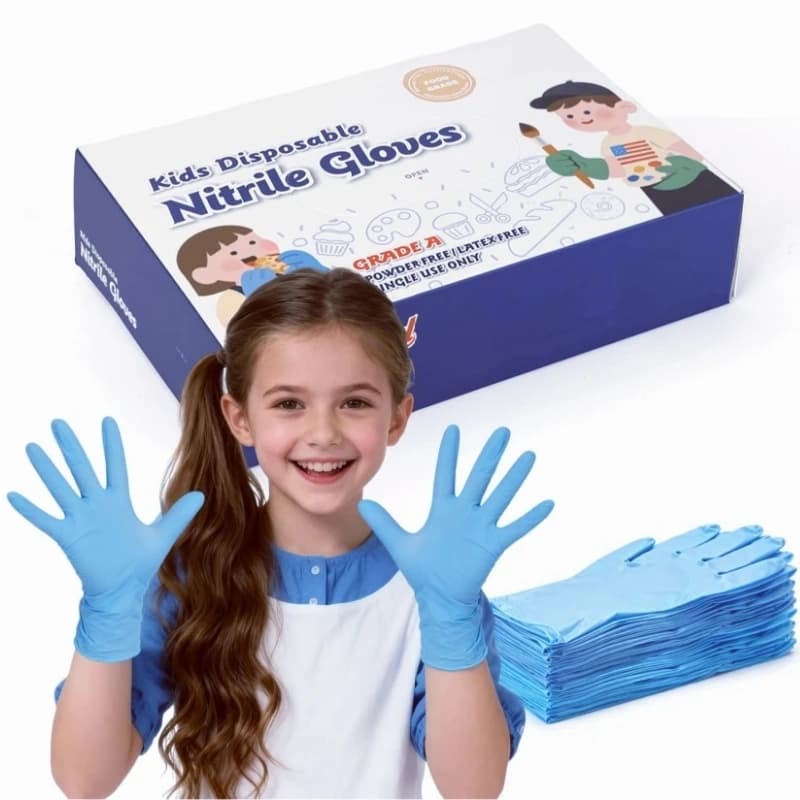 Guanti monouso in nitrile per bambini per studenti di 6-15 anni Guanti per pulizia senza polvere in lattice da 4 milioni per bambini che creano cucina pittura