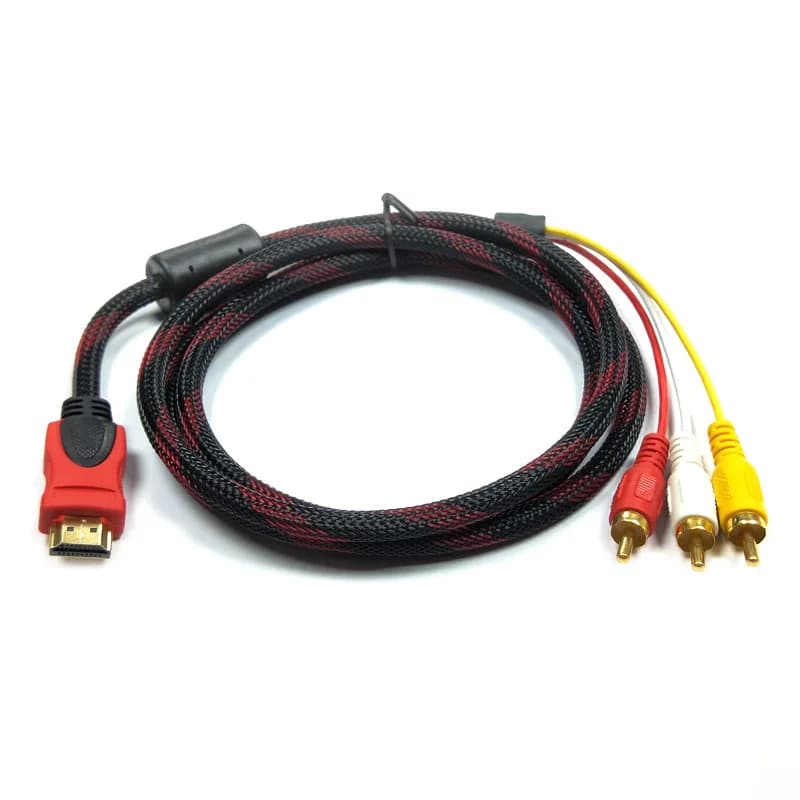 HDMI cable to AV 3RCA from 1.5 m – 3 RCA male adapter for TV/HDTV/DVD/PC, stereo video audio converter