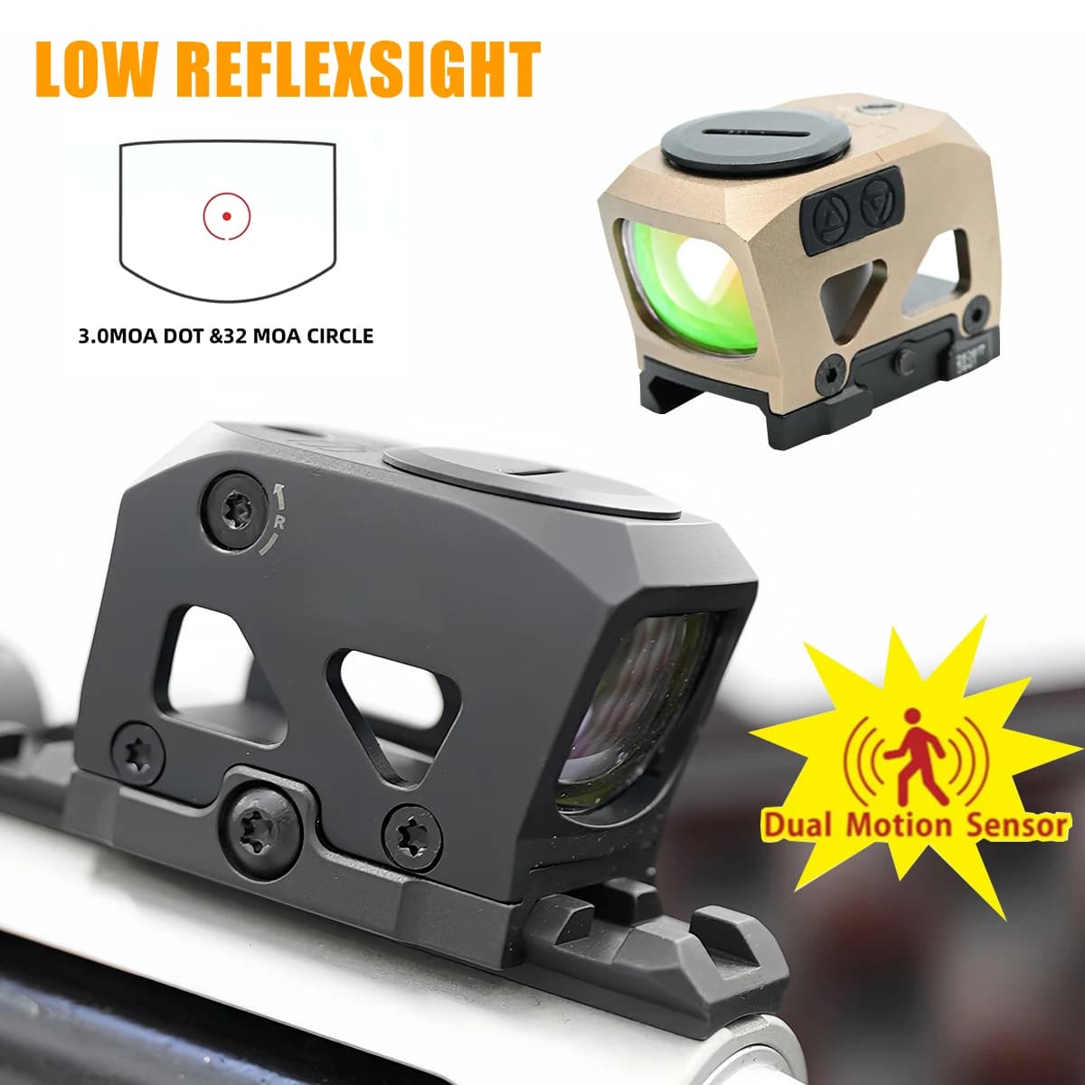 NEW LRS Low Reflex Sight Optic Red Dot Sight W/Motion Sensor Mini Rifle Scopes Tactical Hunting Collimator for 20mm Rail Mount