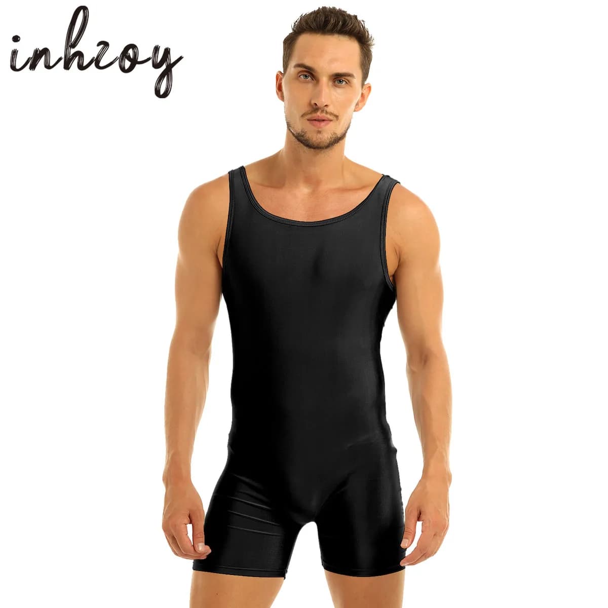 Tuta elastica da uomo senza maniche canotta da wrestling boxer pantaloncini body da ginnastica tuta costumi da bagno costume da bagno costume da bagno