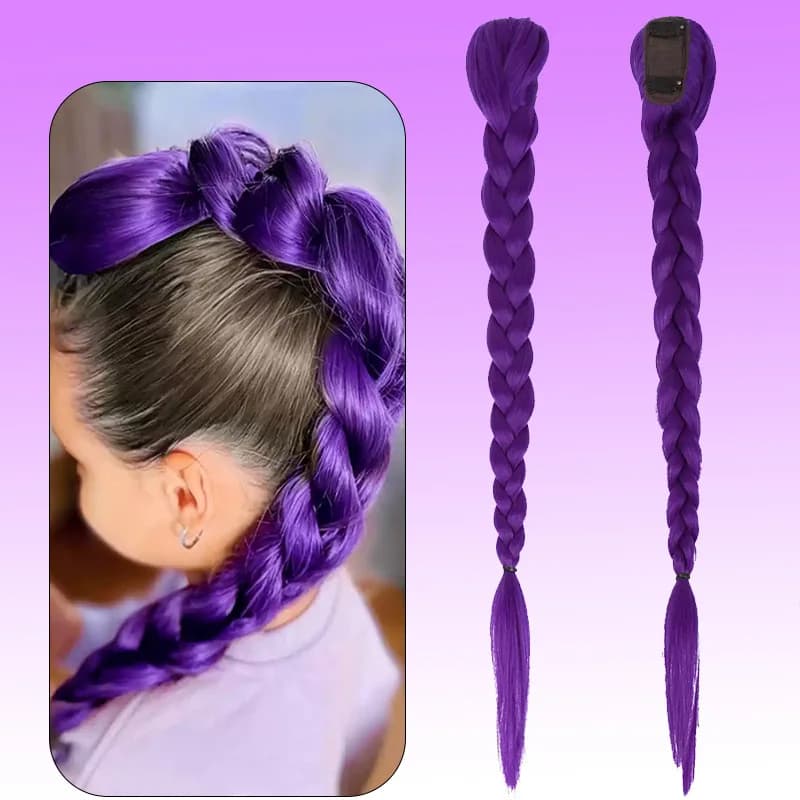 Parrucca a Coda di Cavallo Intrecciata da Donna, 66cm 140g, Capelli Lisci Lunghi, Intreccio Naturale Realistico, Sintetico all'Uncinetto
