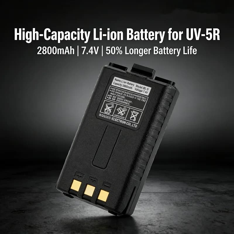 Batteria Li-ion 2800mAh 7.4V Ricaricabile Compatibile con UV-5R, Batteria BL-5 per Walkie Talkie UV5R, Accessori per Radio Bidirezionale