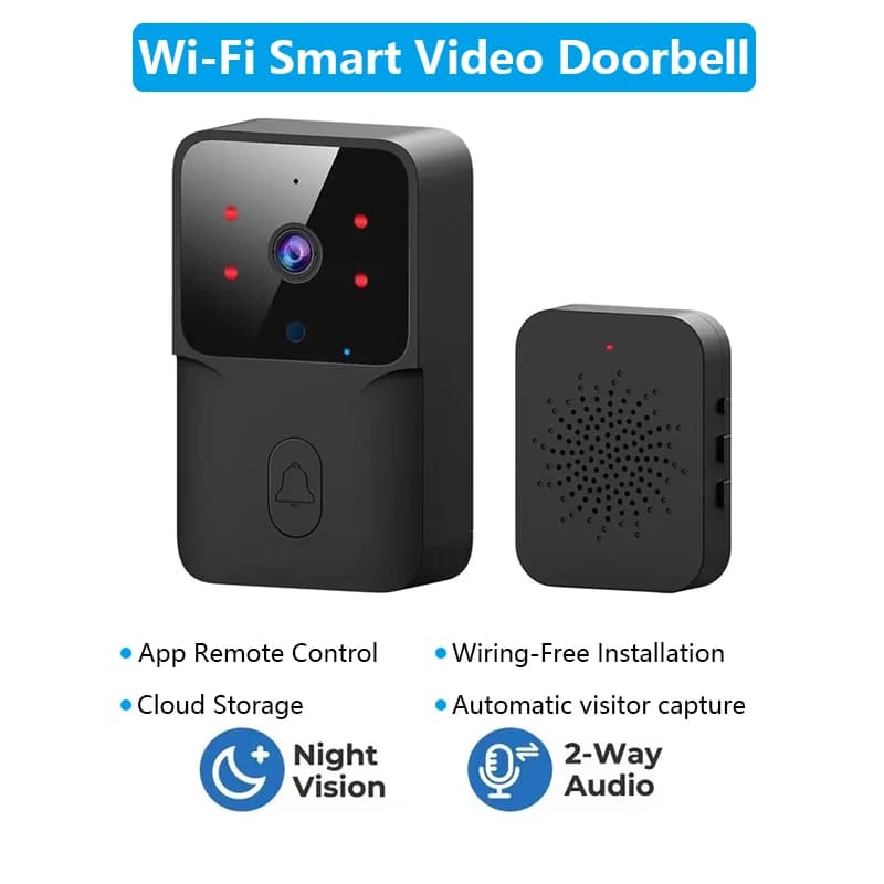 Campanello video intelligente Wi-Fi Campanello per visione notturna wireless ad alta definizione Campanello per telecamera citofono bidirezionale per sicurezza domestica intelligente