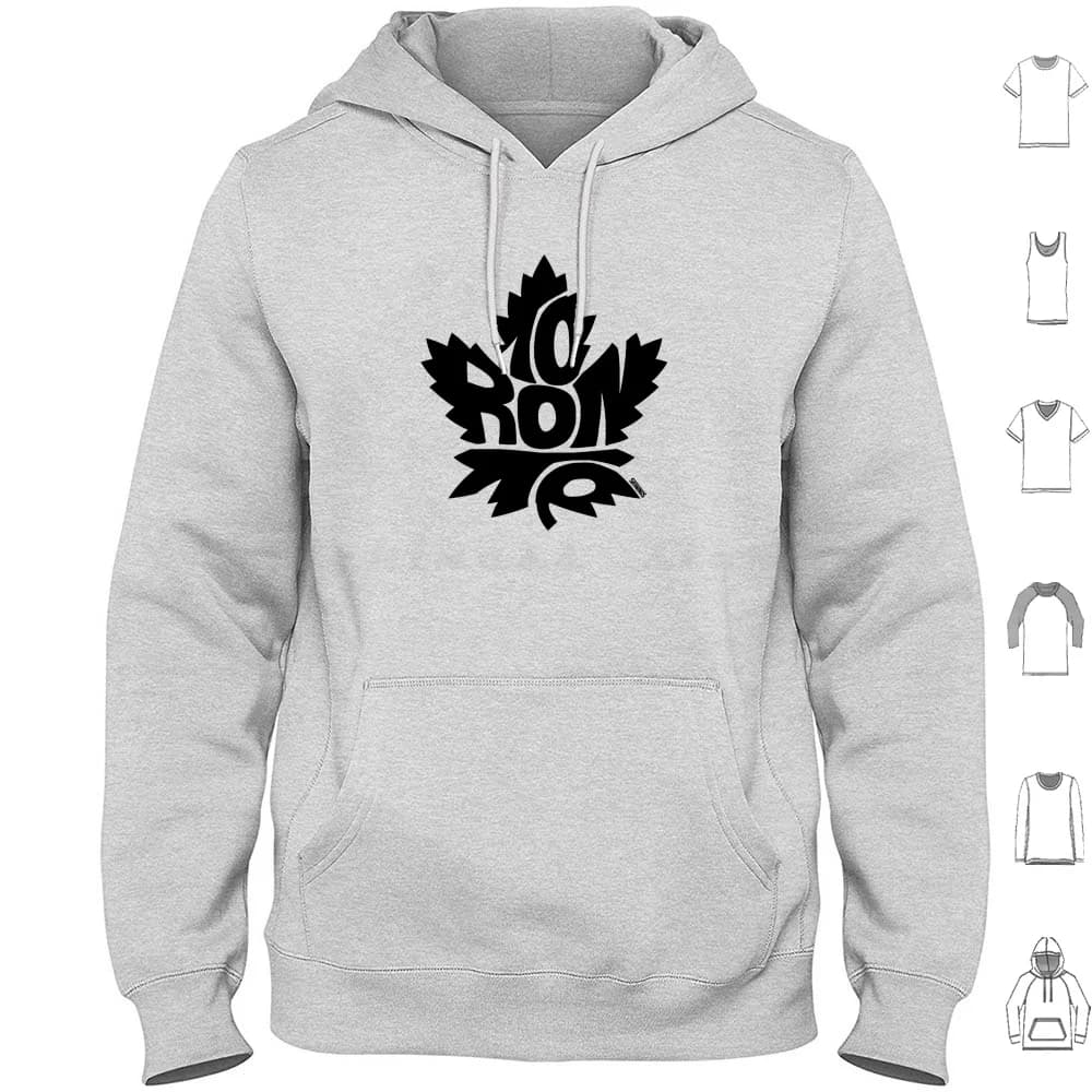 Felpa con cappuccio nera in cotone a maniche lunghe Hockey Ontario Six 6ix Blue Jays Raptors Ice Skate Yyz Logo Icon Canada Canadian Sport
