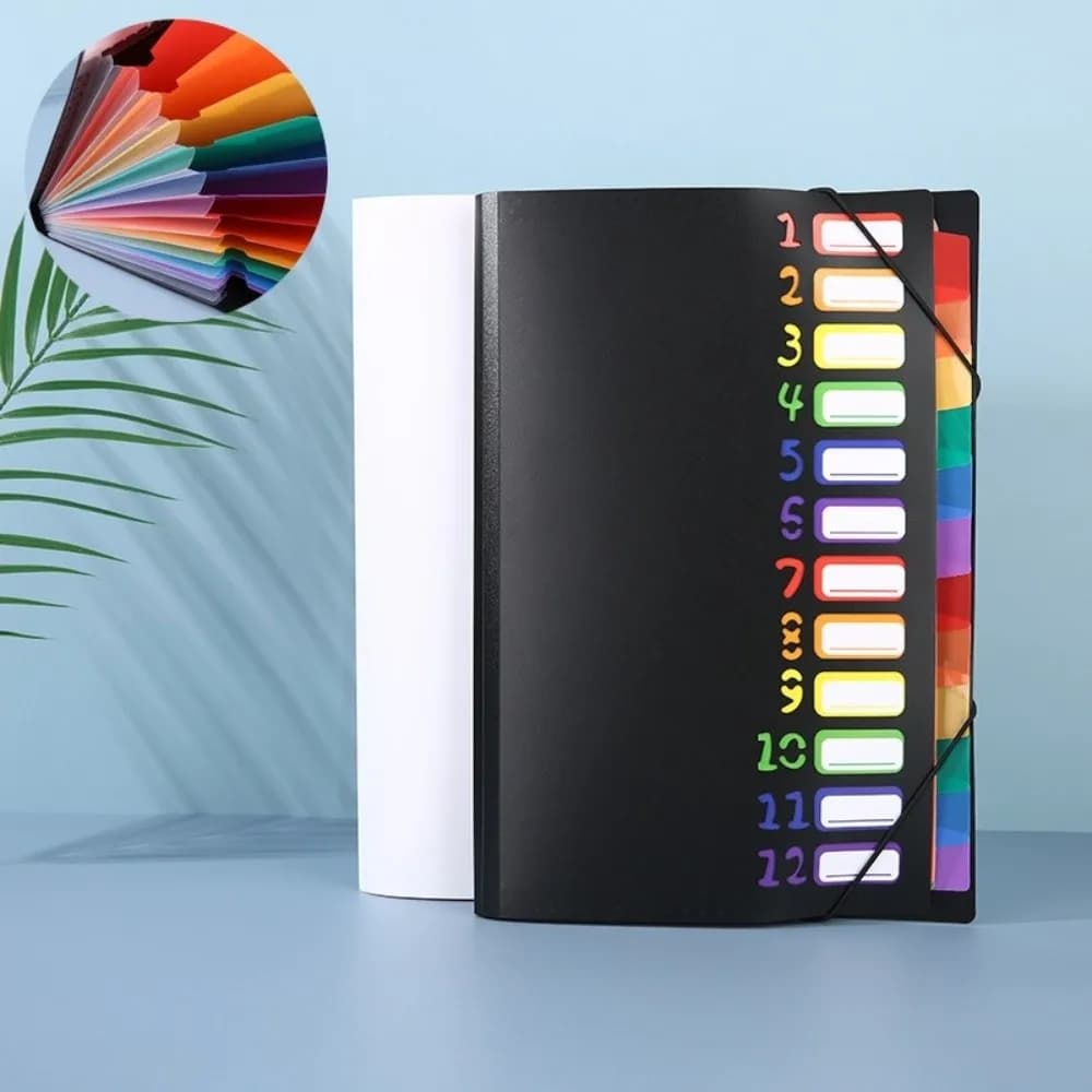Cartella di file espandibile con 13 tasche di alta qualità Borsa per organo con pagina interna arcobaleno in PP Borsa per documenti portatile Ufficio scolastico